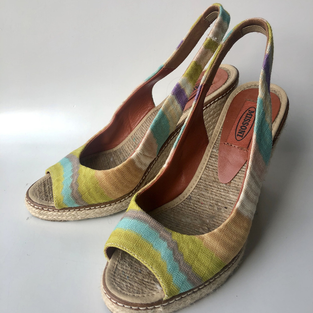 Missoni slingback espadrille wedge sandal pastels